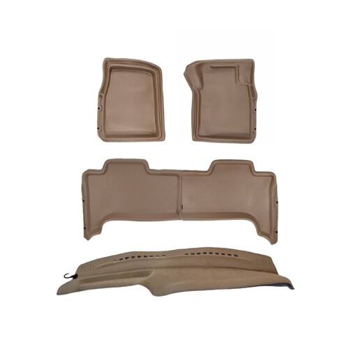 Combo Sandgrabba Mats Front and Rear Plus Dash Mat Landcruiser 70 78 79 Dual Cab 2012- 2023  Beige